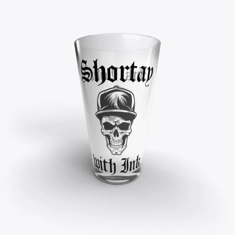 Ink1love Skull Pint Glass/2 sides Design